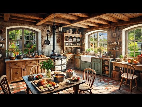 Cozy Spring Kitchen ASMR Ambience with sound of cooking & Bubbling and songbirds