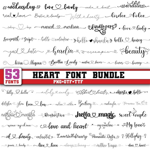 Fuente de corazón, fuente para bodas, fuente cursiva SVG, paquete de fuentes, fuentes de firma, fuentes Cricut, fuentes script, fuente Swashes, archivos de corte Cricut - Etsy México