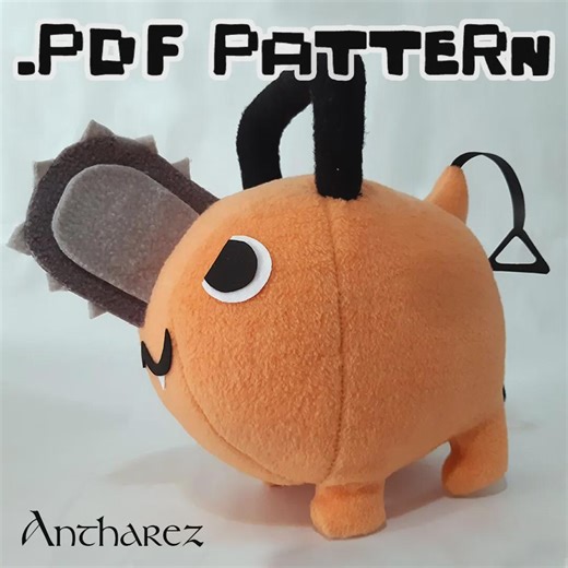 Orange Chainsaw Puppy Plush Sewing Pattern Template .pdf Cute Chainsaw Dog - Etsy