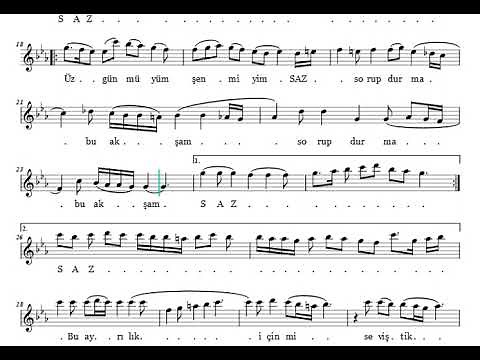 Şarap Koy Kadehime - Nota Eşliğinde Karaoke (Ahenk: Kız Neyi - A)