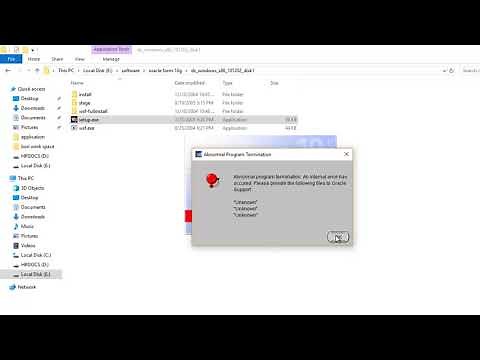 Abnormal Program termination. "unknown" "unknown" "unknown". Oracle installation error