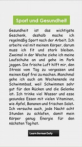 63K views · 1.6K reactions | Sport und Gesundheit | German Listening Practice for Beginners | #lernedeutsch #learngerman | Learn German Daily | Facebook