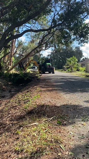 Uprooted Trees Mowing with John Deere Tractor | Right of Way Clearing
