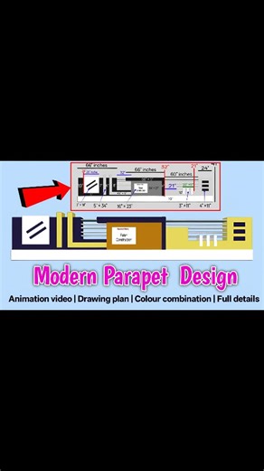 Ratan construction on Instagram: "Modern Parapet Design | Drawing plan | Colour combination | 3d parapet wall design | video n. 1125 #ratanconstruction #mordenparapetwalldesgin #front_elevation #Drawing_plan #3D_parapet_design #@ganashbhae"