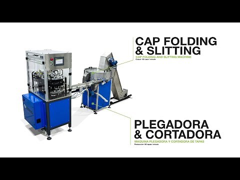 CAP SLITTING MACHINE; CLOSURE SLITTING MACHINE ; PLASTIC BOTTLE CAP; FOLDING AND SLITTING MACHINE