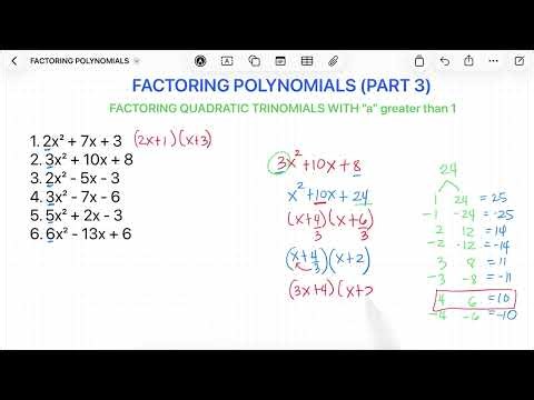 Factoring Quadratic Trinomials(a is greater than 1)