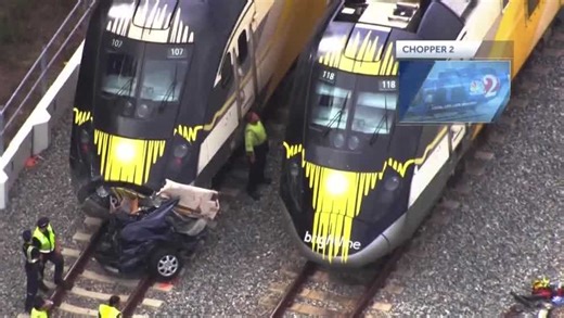 Car split in half, driver killed in crash involving Brightline train in Central Florida