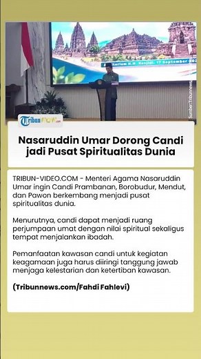 Menag Nasaruddin Umar Ingin 4 Candi di Indonesia Berkembang Menjadi Pusat Spiritualitas Dunia