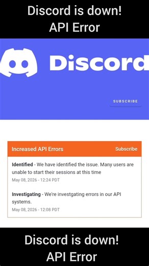 Discord is down! API Error! Enginner working on it!