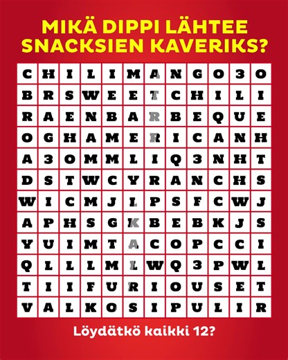 Nyt tarkkana! 🧐 Mikä dippi lähtee sulle snacksien kaveriksi seuraavalla kerralla?? Kato ristikkoa ja kommentoi 👇 | Taffel