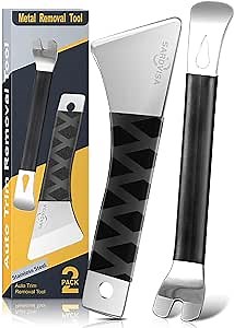 2 Packs Auto Trim Removal Tool Set, Upgraded Heavy Weight Metal Pry Tools Automotive with Stainless Steel Metal Pry Board, Car Removal Tools for Auto Door Panel, Dashboards, Clips, Baseboard