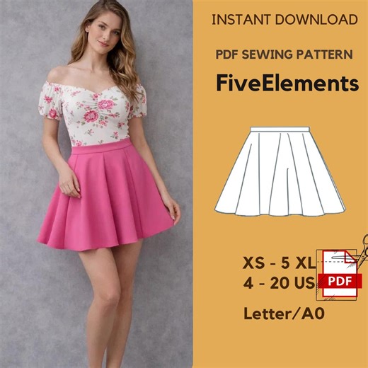Women Skater Skirt Sewing Pattern PDF | High Waisted Mini Fit and Flare Skirt | A-line Short Skirt Pattern | Classic Feminine Style - Etsy