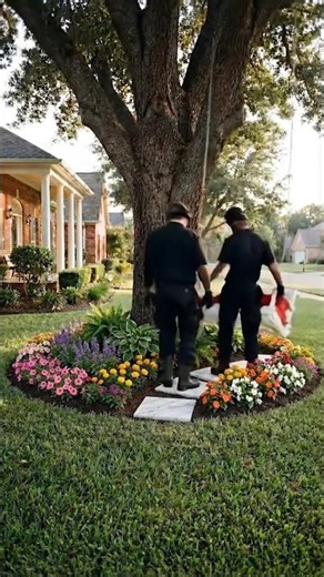 Amazing Garden Transformation Around a Tree 🌳😍