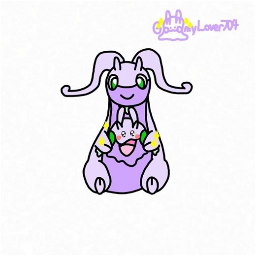 Goodra holding Goomy animation