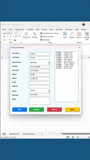 Build an Employee Form in Excel‼️ #excel #vba #automation