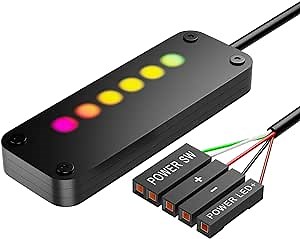 PC Case Power Switch, Touch Slide Switch, 2m Case Power Button Extension Cord, 6pcs RGB Light Effect LED