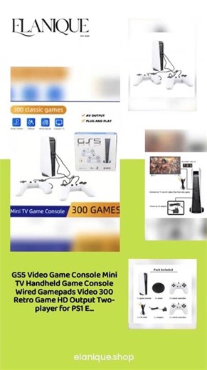 GS5 Video Game Console Mini TV Handheld Game Console Wired Gamepads Video 300 Retro Game HD Outpu...