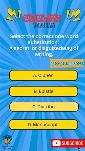 ENGLISH VOCABULARY | ONE WORD SUBSTITUTION | SSC CGL PYQ 2025 #sscenglish #dailyvocabulary #viral