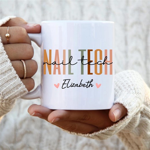 Personalized Nail Tech Coffee Mug, Custom Name Nail Technician Cup, Gift for Nail Artist, Manicurist Gift, Salon Owner Gift - Etsy