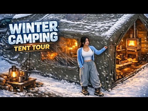 Winter Camping Tent Tour in Snow | Cozy Setup & Survival Tips (USA Adventure)