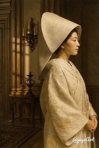 Majestic Seigaiha Golden Wave Embroidery Shiromuku Bride