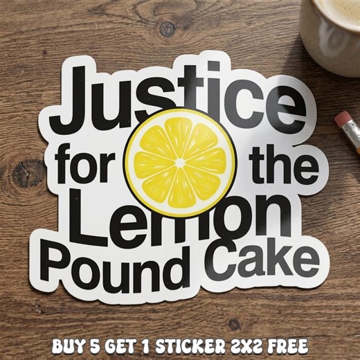 Justice For Lemon Pound Cake Sticker, Funny Afroman Meme Vinyl Decal, Retro Patriotic Cake Sticker, Humor Political Parody