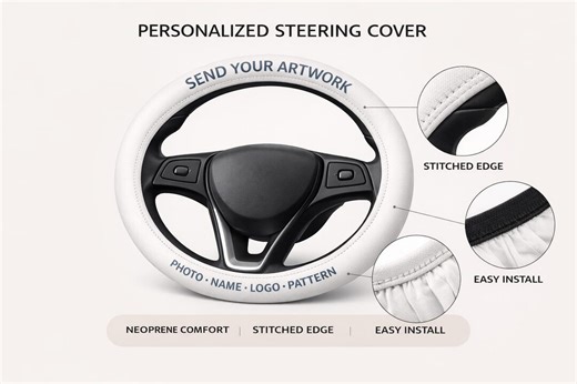 Steering Wheel Cover, Custom Photo Name Logo, Anti Slip, Personalized Car Interior Gift - Etsy