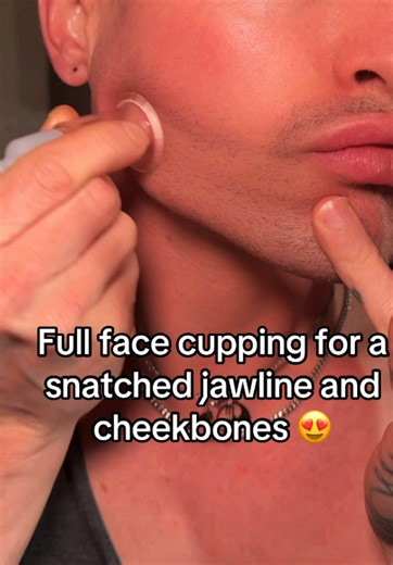 Experience the soothing sensation of ASMR while sculpting your jawline and cheekbones with facial cupping! This technique promotes lymphatic drainage, reduces puffiness, and boosts circulation for a radiant complexion. Glide those cups and feel the tension melt away. Use 1-2 times a week for best results! #ASMRBeauty #FacialCupping #LymphaticDrainage #SnatchedJawline #SkinHealth