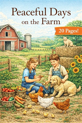 Peaceful Days on the Farm – Adult Coloring Book PDF | 20 Relaxing Farm & Baby Animal Coloring Pages | Printable Country Life Coloring - Etsy