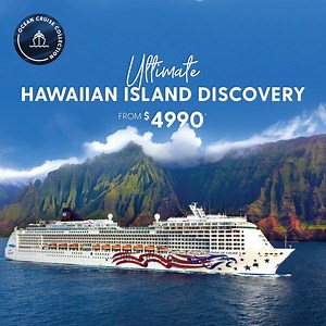 Laze on the white sands of Waikiki Beach, witness flowing lava at an active volcano and sail the scenic Na Pali Coast on this one-of-a-kind Hawaiian adventure | Low Deposit Your 12 Night Fly, Stay and Cruise Holiday with NCL's Free at Sea and $4000 Bonus Value includes: ✔️ Return flights from Australia ✔️ 5 Night Waikiki stay ✔️ Pearl Harbor and USS Arizona Memorial day tour ✔️ My Cruises Hawaiian Luau experience with dinner, traditional dancing and music, and more ✔️ Daily resort fee included a