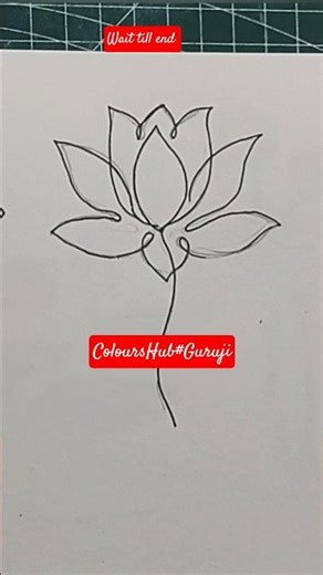 5-minute Colourful Lotus flower drawing|| one line art #art #youtubeshorts