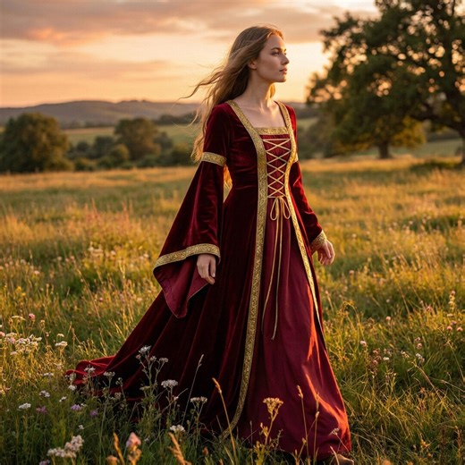 Medieval Renaissance Velvet Dress, Lace up Corset Gown, Ren Faire Costume, Fantasy LARP Cosplay - Etsy