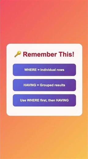 WHERE vs HAVING in SQL - What's the Difference?🤔