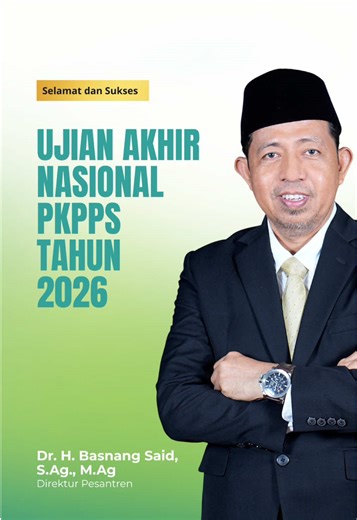 Ujian Akhir Nasional (UAN) Pendidikan Kesetaraan pada Pondok Pesantren Salafiyah (PKPPS) siap diselenggarakan untuk mengukur capaian hasil belajar para santri kita sesuai dengan standar kompetensi lulusan. Tahun ini, kebanggaan luar biasa karena sebanyak 69.179 santri akan mengikuti ujian yang kini sudah berbasis Computer Based Test (CBT). Catat jadwal pelaksanaannya: 📚 Tingkat Ulya: 6 - 19 April 2026 📚 Tingkat Wustha: 20 April - 2 Mei 2026 📚 Tingkat Ula: 4 - 16 Mei 2026 Kepada seluruh santri
