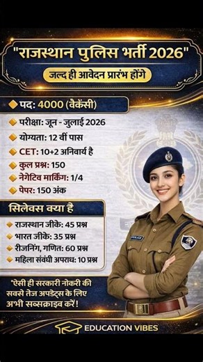 Rajasthan Police Bharti 2026 | 4000 Vacancy | 12th Pass Jobs #rajasthanpolice #policeconstable