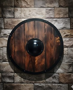 24" Viking Wooden Round Shield • Medieval Norse Warrior Shield • LARP Battle Reenactment Prop • Wall Hanging Home Décor • Handmade Wood & St - Etsy