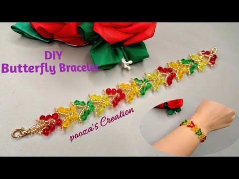 How To Make A Beaded 🦋🦋Butterfly Bracelet Step By Step,