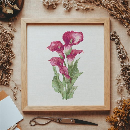 Calla Lilies Flower Cross Stitch Pattern, Flower Cross Stitch, Cross Stitch Pattern, Cross Stitch Kit, PDF Pattern - Etsy