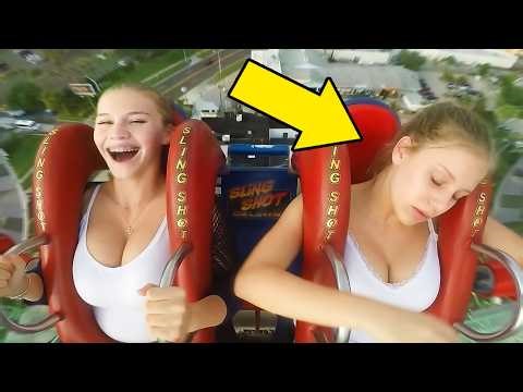 Girls Passed Out Cold | 20 Funniest Slingshot Ride Reaction