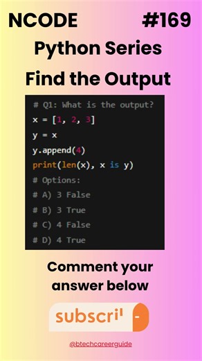 NCODE #169 | Find the Output | Comment your Answer Below | #coding #pythondaily #python #mcqsquiz