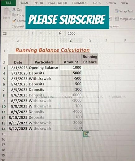 how to calculate running balance in excel | excel tutoring