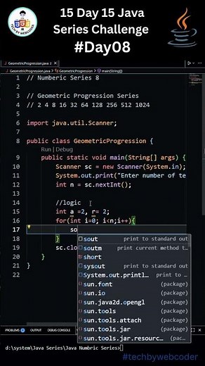 Day 8: Easy Geometric Progression Series in Java | 15 Days of Code
