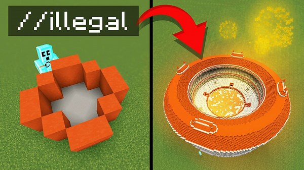 Using forbidden cheats to dominate building contents in Minecraft