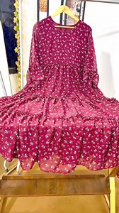 Floral Long Frocks Imported Chiffon M and L Price: 2100 only Order on WhatsApp 03323500392 #maxidress #longfrock #barbie #fashionaddict #fashionista #girlfashion | Al - Libas ul Jadeed