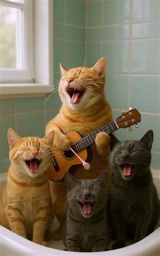Duet Meow! 🎶 Two Cats Singing Together #cat #funny #cute #music