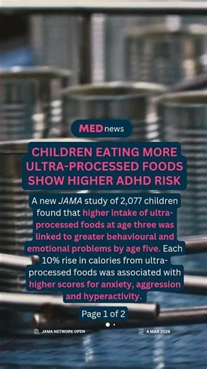 🍕 Ultra-processed foods in preschool years linked to behaviour problems #publichealth