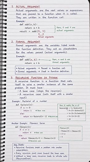 🚀 Day 17 of Python Series – Actual & Formal Arguments + Recursive Functions 🐍