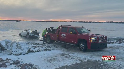 What happens after a vehicle falls through the ice?
