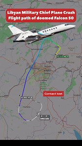 A Falcon 50 business jet carrying Libyan military leaders crashed approximately 30 minutes after take off from Ankara on 23 December. According to Turkish authorities, the aircraft was carrying Muhammed Ali Ahmed Al-Haddad, the Libyan army chief, along with at least four others. The Falcon 50 operated by Harmony Jets Malta departed Ankara at 17:17:24 UTC, climbing to cruising altitude at 32,475 feet at 17:32. Beginning at 17:33:25 the aircraft experienced a brief, but high negative vertical spee