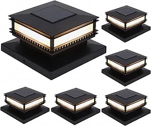 Dynaming 6 Pack Solar Post Cap Lights Outdoor, Classic Solar Powered Fence, High Brightness Warm White SMD LED Lighting Decor for Garden Deck Patio, Fit 4x4, 5x5 or 6x6 Wooden Posts